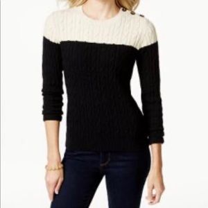 Charter Club Color Blocked Cable Knit Sweater